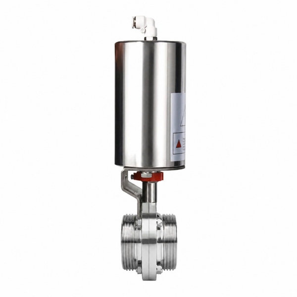 Van bướm khí nén nối rắc co inox vi sinh