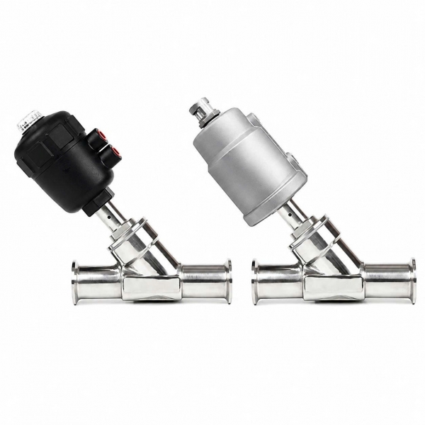 Van y xiên khí nén inox vi sinh nối clamp