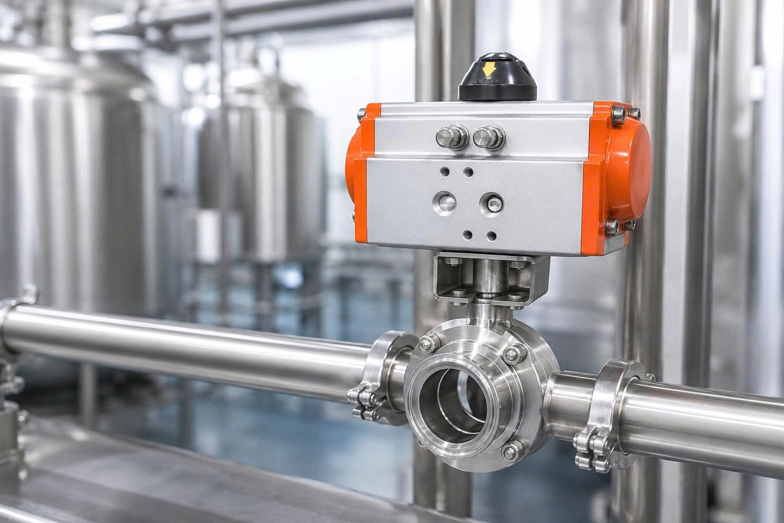 Ứng dụng bộ van bướm vi sinh khí nén AT trong nhà máy