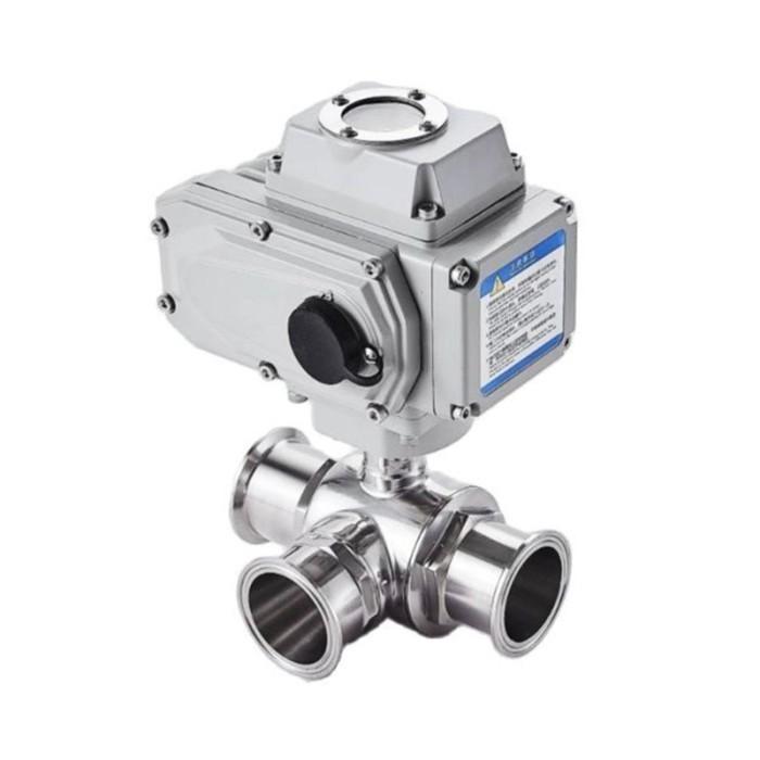 Van bi inox vi sinh điều khiển điện kết nối clamp