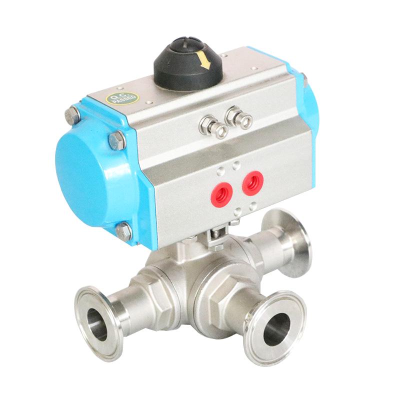 Van bi 3 ngã vi sinh điều khiển khí nén inox 316L