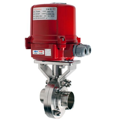 Van bướm điện nối hàn rắc co inox vi sinh 304 316L