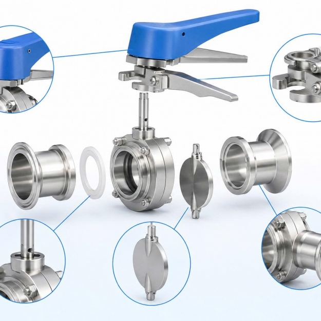 Van bướm vi sinh tay kẹp Inox. SUS304 – SUS316