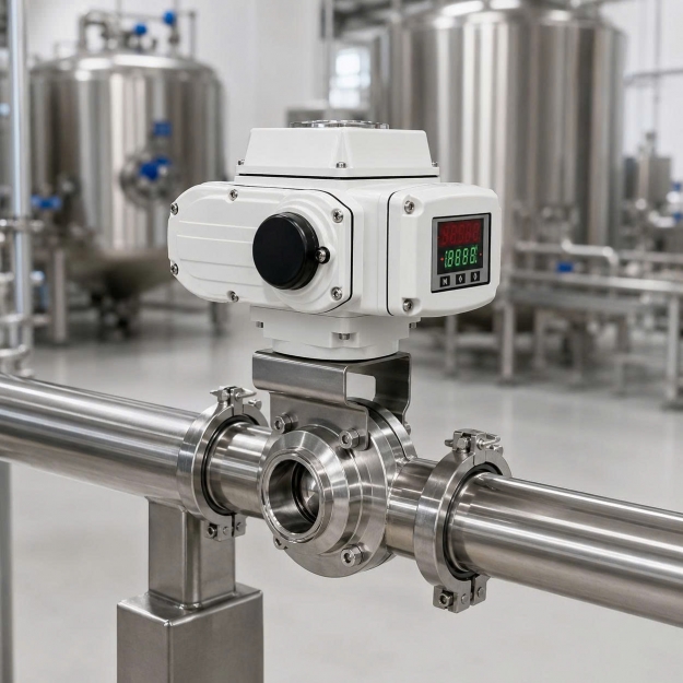 Van bướm điện nối clamp inox vi sinh