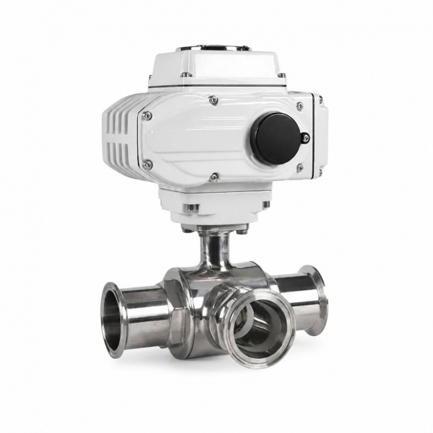 Van bi 3 ngã điều khiển điện inox vi sinh