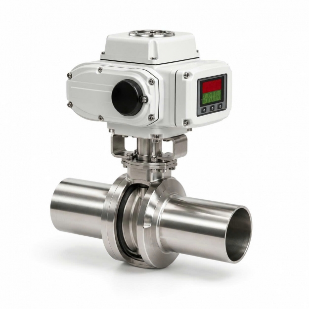 Van bướm điện nối hàn inox vi sinh