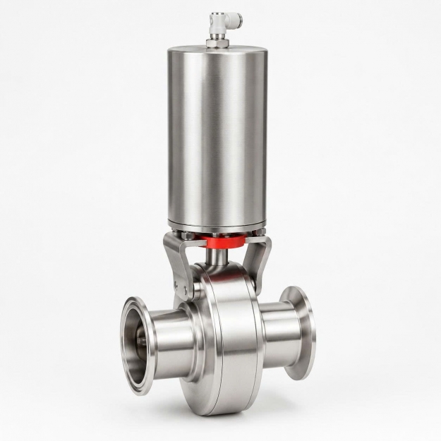 Van bướm khí nén nối clamp inox vi sinh