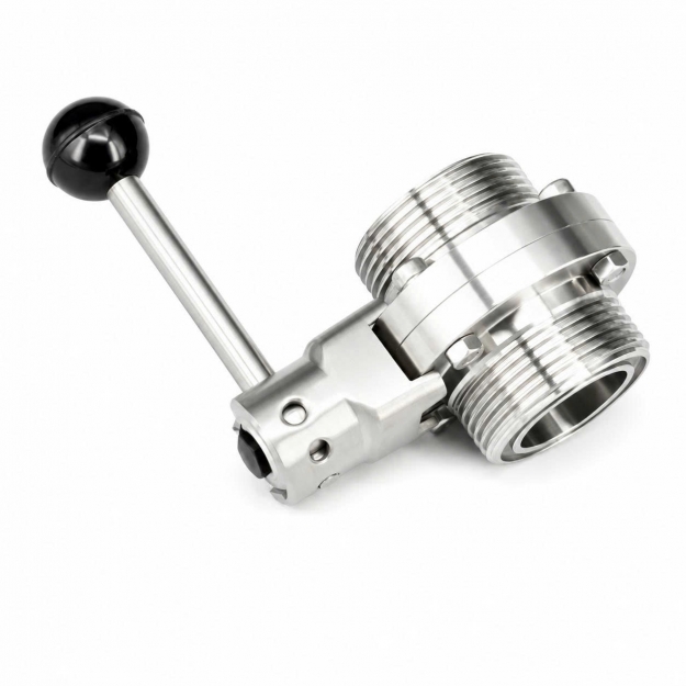 Van bướm vi sinh tay rút ren rắc co inox